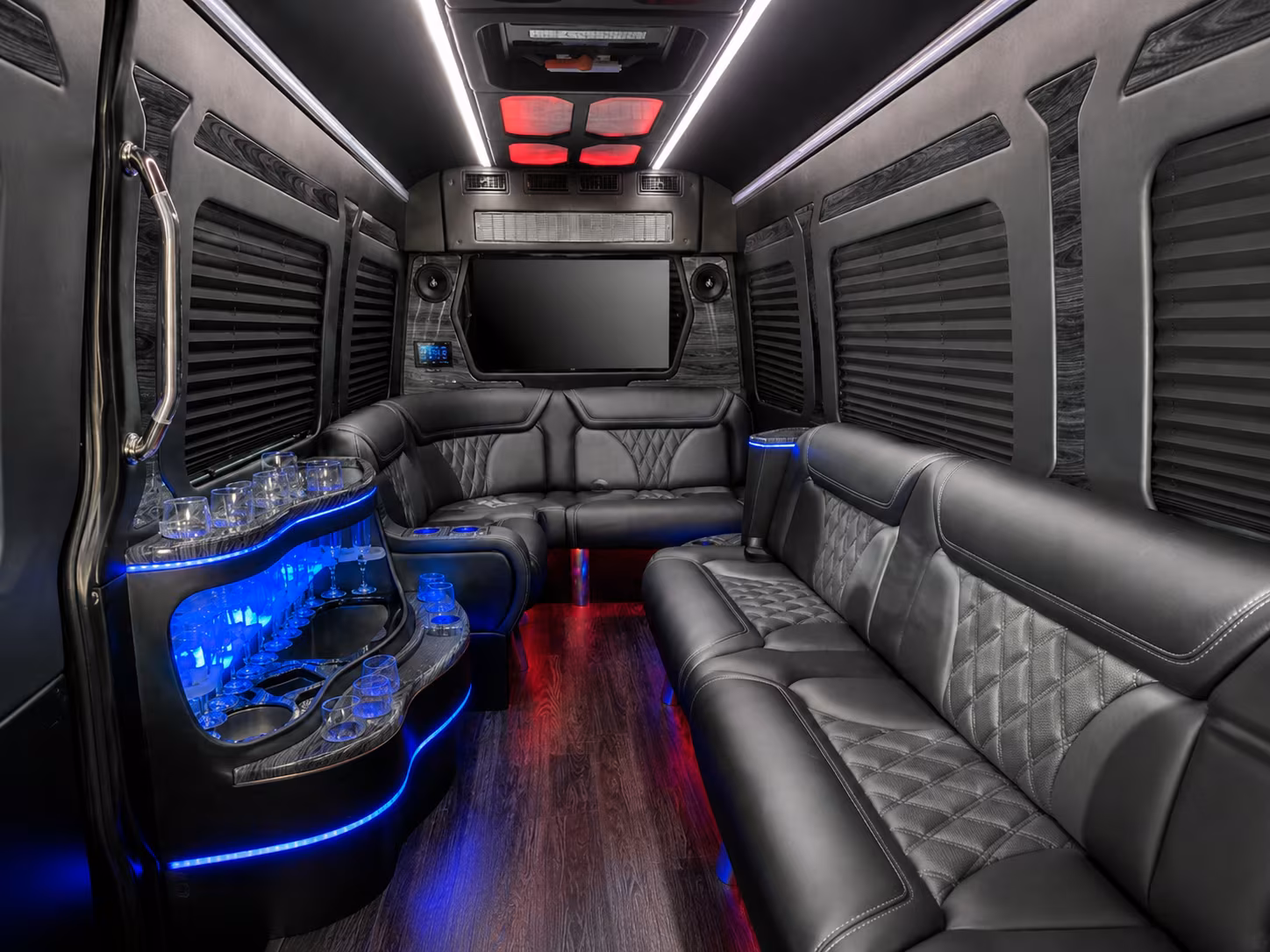 meriden 40 passenger party bus inside