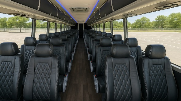 Interior of Charter Bus Company Providence's 55 Passenger Charter Bus in Providence