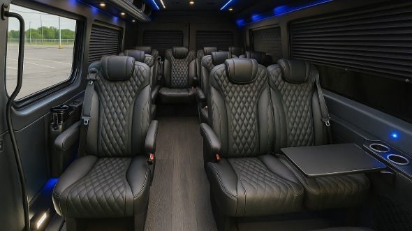 Interior of Charter Bus Company Boston's Sprinter Van Rental With Driver in Boston
